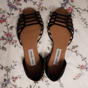 Steve Madden Peep Toe Flats - Black
